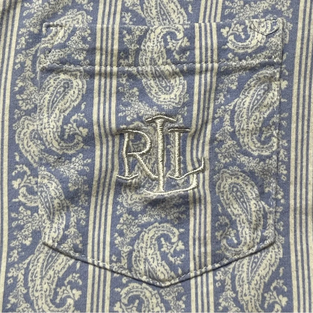 Ralph Lauren Blue Paisley Cotton Nightshirt White Piping Sleep‎ Loungewear